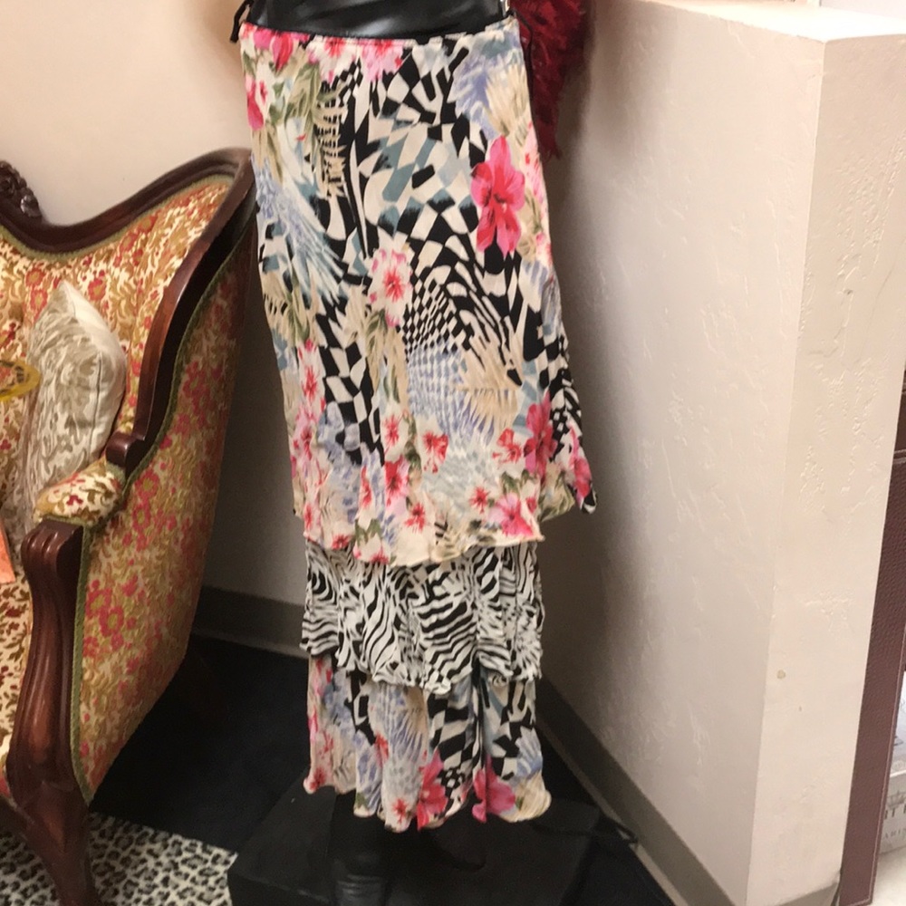3 Tier Floral Crepe Skirt